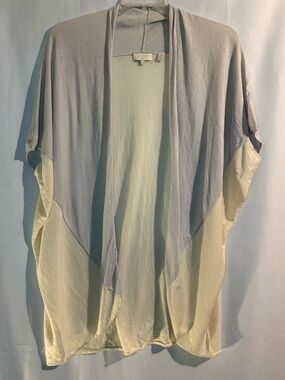 Ted Baker Pale Gray and Cream Open-Front Cardigan